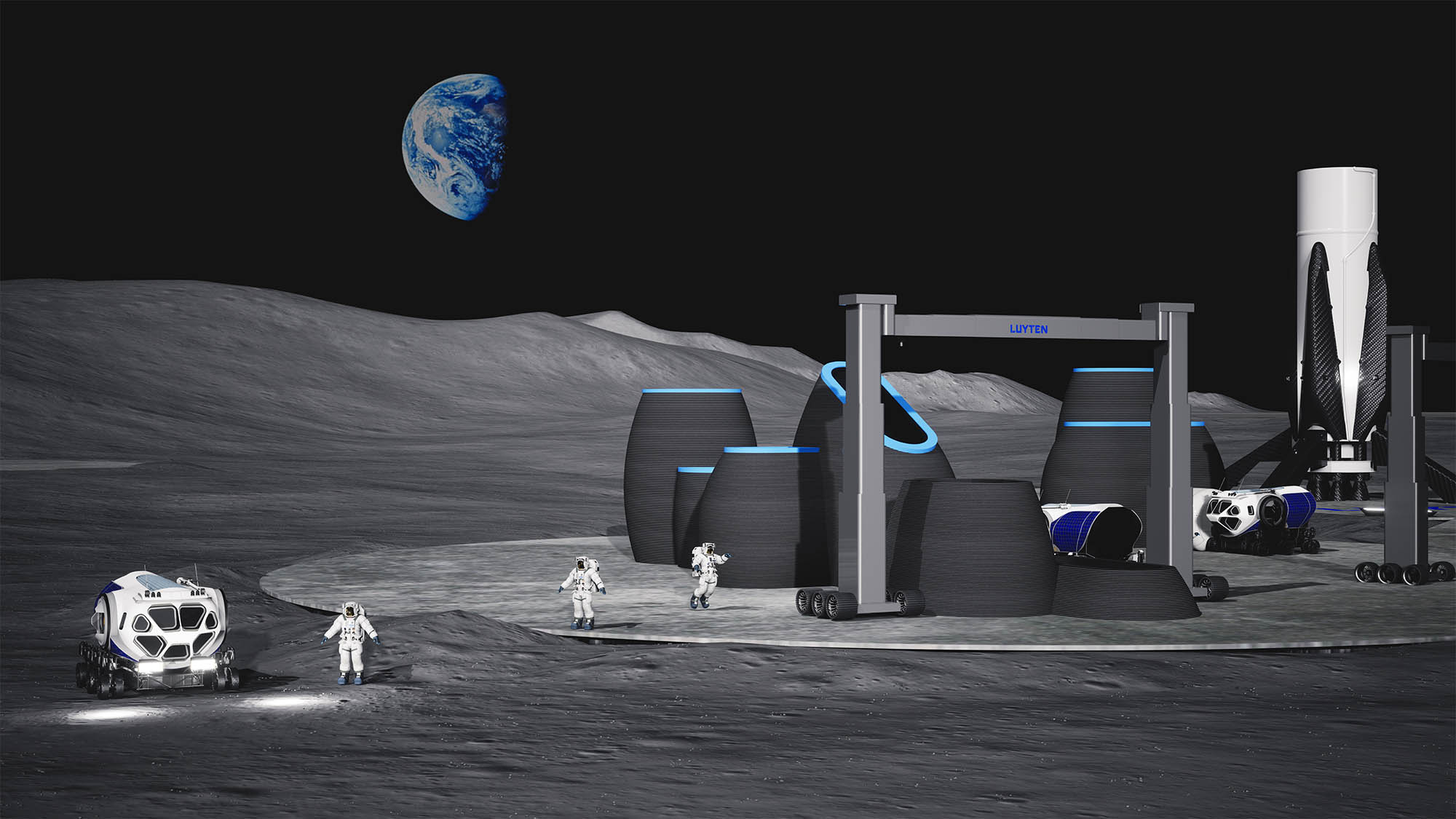 Constructing the first lunar base with space-ready 3D concrete